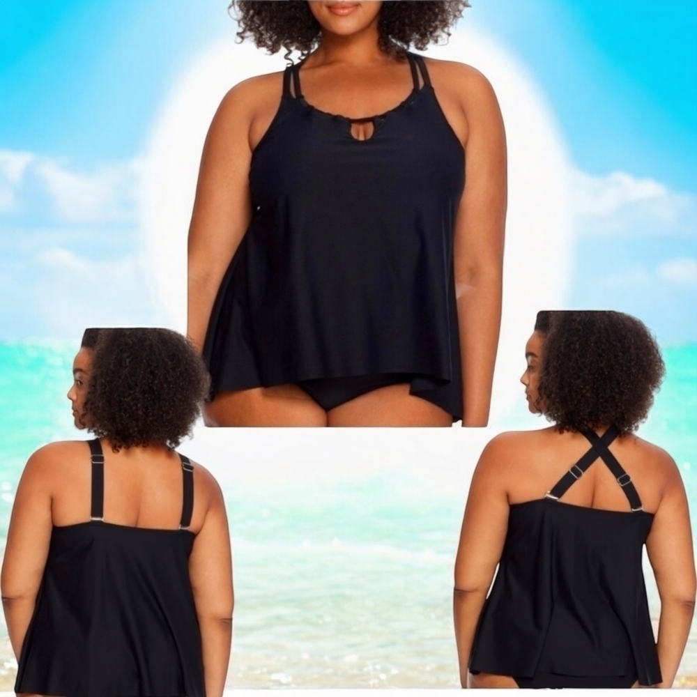 Birdsong Plus Eco Onyx‎ Keyhole Underwire Tankini Top 24 G/H 44H 46G 48DDD New